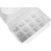 Коробка под 12 МИНИ-капкейков с окошком, 235*160*100 мм, белая (диаметр ячейки 4 см)
