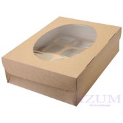 Коробка для 12 капкейков С ОКНОМ Muf 12, 330*250*100 мм.