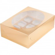 Коробка под 12 капкейков с окошком, Золото, 310*235*100 мм.