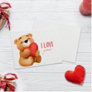 Открытка-мини «I LOVE YOU», мишка, 8 х 6 см.