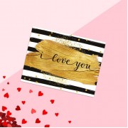 Открытка‒комплимент Love you, в полоску, 8 × 6 см.