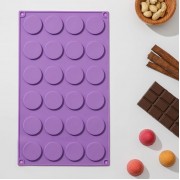 Форма для шоколада «Круг», 27,7×17,3×1 см, 24 ячейки (d=3,4 см), цвет МИКС