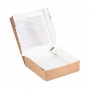 Коробочка ECO Tabox PRO 1555 (200*200*55 мм), с окном, крафт, 1 шт.
