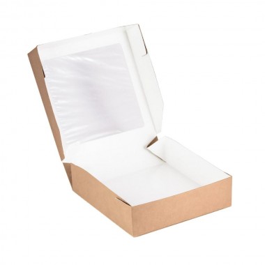 Коробочка ECO Tabox PRO 1555 (200*200*55 мм), с окном, крафт, 1 шт. Коробочка ECO Tabox PRO 1555 (200*200*55 мм), с окном, крафт, 1 шт.