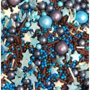 Посыпка сахарная Kira Kiss, МИКС тёмный с голубыми звёздами, 30 г.