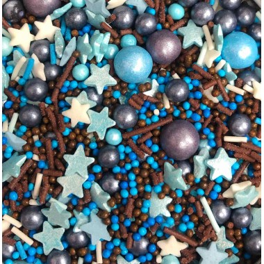 Посыпка сахарная Kira Kiss, МИКС тёмный с голубыми звёздами, 30 г. Посыпка сахарная Kira Kiss, МИКС тёмный с голубыми звёздами, 30 г.