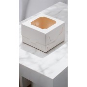 Коробка белая 120*120*80 мм для бенто-торта с окном.