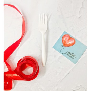 Вилка белая, 15*2,5 см, 1 шт