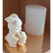 Силиконовый молд для шоколада Зайка с зайчонком 8 см (90 г)