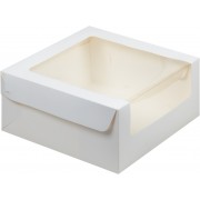 Коробка 235*235*110 для торта БЕЛАЯ с увеличенным окошком