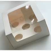 Коробка 180*180*100 мм под 5 капкейков БЕЛАЯ с увеличенным окошком