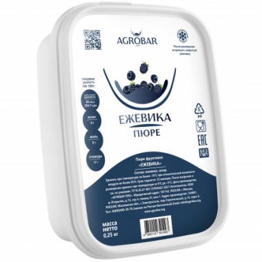Пюре Ежевика AGROBAR, 250 г (замороженное), Россия.