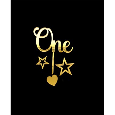 Топпер One 8*9.5 см с держателем  из оргстекла (золото) 