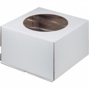 Коробка 240*240*180 мм белая с окном для торта НОВИНКА (гофрокартон), 5 шт