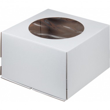 Коробка 240*240*180 мм белая с окном для торта НОВИНКА (гофрокартон), 5 шт Коробка 240*240*180 мм белая с окном для торта НОВИНКА (гофрокартон), 5 шт