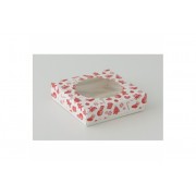 КОРОБКА на 1 печенье 11*11*3 см красно-белая новогодняя