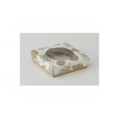 КОРОБКА на 1 печенье 11*11*3 см Шишки КОРОБКА на 1 печенье 11*11*3 см Шишки