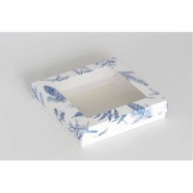 КОРОБКА на 7 печений 15*15*3 см Синий иней
