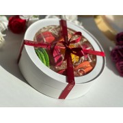 Коробка белая круглая ( шляпная) на 8 макарон, диаметром 200 мм, высотой 60 мм, с окном и ложементом, 1 шт