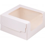 Коробка белая 180*180*100 мм под торт с увеличенным окошком, 1 шт.