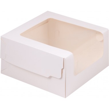 Коробка белая 180*180*100 мм под торт с увеличенным окошком, 1 шт.
