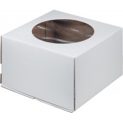 Коробка для торта 225*225*220 мм белая с окном (гофрокартон), 1 шт.