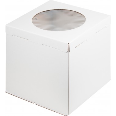 Коробка белая 320*320*350 мм для торта с окном (гофрокартон) Коробка белая 320*320*350 мм для торта с окном (гофрокартон)