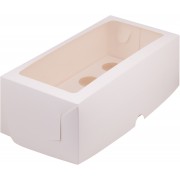 Коробка 330*160*100 мм под 8 капкейков БЕЛАЯ с прямоугольным окошком, 1 шт.