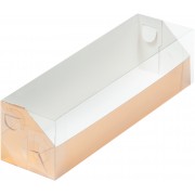 Коробка для макарон 190*55*55 мм  золотая с пластиковой крышкой (уголок), 1 шт