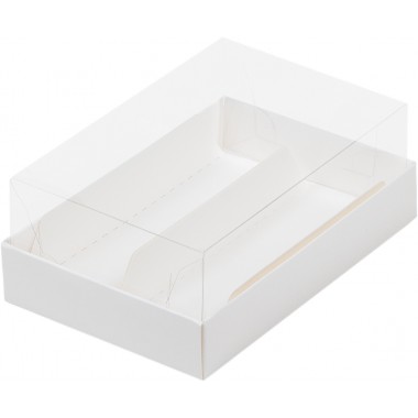 Коробка 135*90*50 мм белая с прозрачным куполом для 2 эклеров (пирожных)