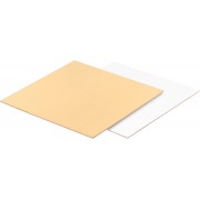 Подложка квадратная, усиленная, Золото/Белая (1,5 мм), 200*200 мм.