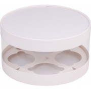 ТУБУС 200*100 мм, под 4 капкейка белый НОВЫЙ ДИЗАЙН, 1 шт