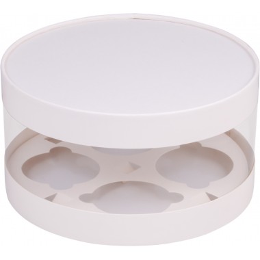 ТУБУС 200*100 мм, под 4 капкейка белый НОВЫЙ ДИЗАЙН, 1 шт