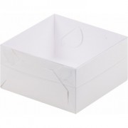 Коробка для зефира 155*155*60 мм Белая с пластиковой крышкой, 10 шт.