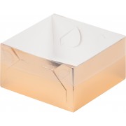 Коробка для зефира 120*120*60 с пластиковой крышкой Золото, 1 шт