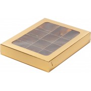 Коробка для 12 конфет с вклеенным окном 190*150*30 Золото, 1 шт