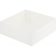Коробка для зефира 200*200*70 мм с пластиковой крышкой, Белая, 10 шт