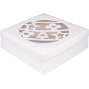 Коробка 200*200*70 мм "Новогодний шар" (белая), для зефира, 1 шт