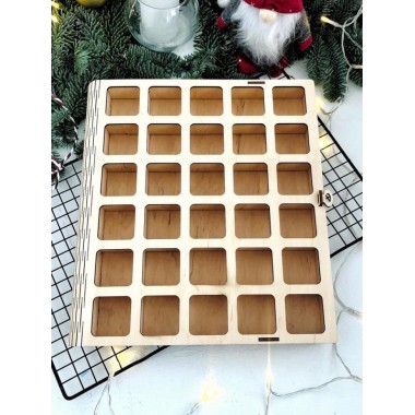 Коробка для пряников 30*27*4 см (ячейка 4,5 см) Адвент-календарь, 1 шт (под заказ за 2 дня)