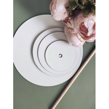 Основа белая 300 мм, 2,5-3 мм, для ярусной этажерки с отверстием 9,5 мм, 5 шт.