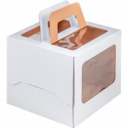 Коробка 200*200*200 мм белая с ручкой и окошком, (гофрокартон), 5 шт