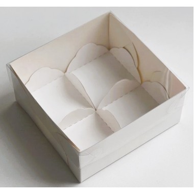 Коробка для 4 моти 120*120*55 (белая) с пласт. крышкой и ложементами, 1 шт Коробка для 4 моти 120*120*55 (белая) с пласт. крышкой и ложементами, 1 шт