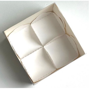 Коробка для 4 моти 120*120*55 (белая) с пласт. крышкой и ложементами, 1 шт Коробка для 4 моти 120*120*55 (белая) с пласт. крышкой и ложементами, 1 шт