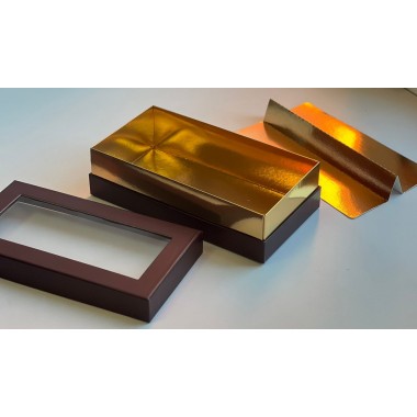 Коробка для макарон 210*110*55 мм (2) (шоколад) ЛЮКС с прямоугольным окном, с ложементом.