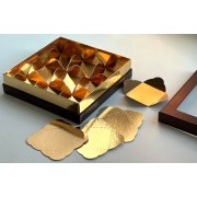 Коробка для 9 моти 180*180*45 ЛЮКС (шоколад/золото) с большим окном, 1 шт