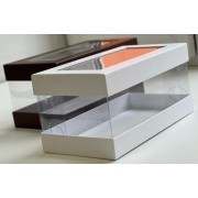 Коробка 210*110*100 (белая) ЛЮКС под половинку рулета (кекса) с прозрачными стенками и окном, 1 шт