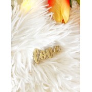 Топпер  акриловый  золотой 3 мм "love" 4*2 см . 1 шт.