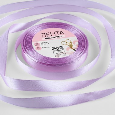 Лента атласная, 12 мм × 23 ± 1 м, цвет тёплый лавандовый №76