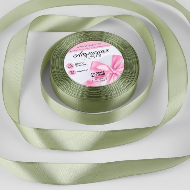 Лента атласная, 20 мм × 23 ± 1 м, цвет фисташковый №93