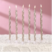 Свечи в торт  с подставкой, 6 шт, 11 см, шампань (7597561)